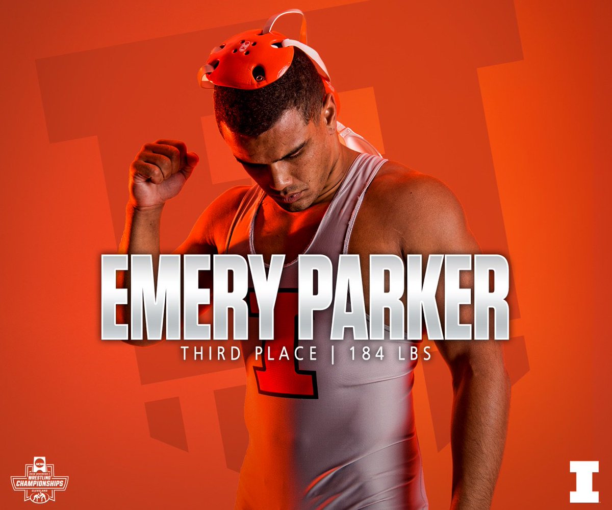 IlliniWrestling's tweet photo. SEVEN STRAIGHT WINS! Emery Parker wrestles all the way back from a first round defeat to place 3rd at 184 pounds! 

👊 @Emeryparker #Illini https://t.co/rhBRYIQRV3