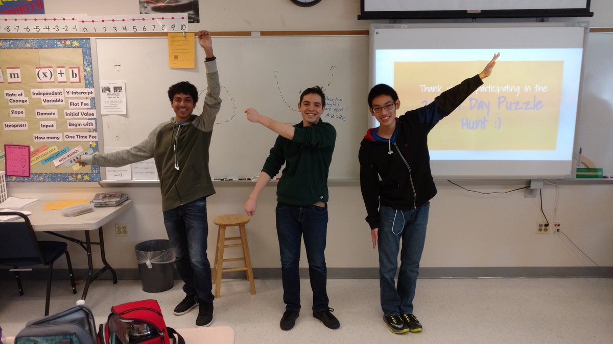 mrchasemath's tweet photo. Here are the winning teams from our 2018 Pi Day Puzzle Hunt. Congrats, everyone!

π-oneers (1st)
as(pi)re (2nd)
The Know-Nothings (3rd)
The Emπre Strikes Back (Puzzle Hunting Super Stars)

https://t.co/J6SKIk7ILM #pihunt #PiDay2018 #everydayRM #RMmath https://t.co/J0sSxJ6qNB