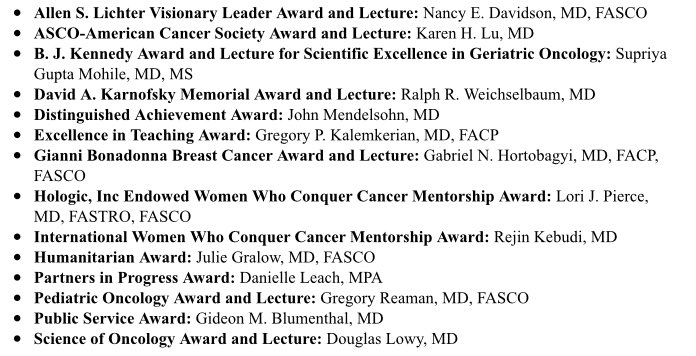 CliffordHudis's tweet photo. Such a remarkable collection of luminaries and leaders! Looking forward to honoring them all at #ASCO18 in just a few months! https://t.co/8E6XsQwKa3