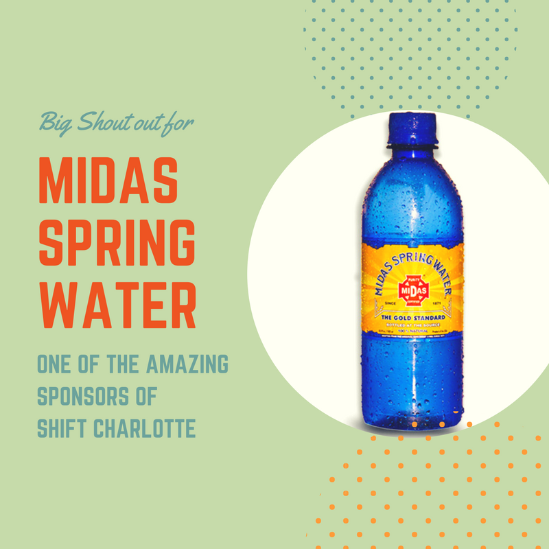 SHIFTCharlotte's tweet photo. A continued expression of our gratitude runs through at the generosity of our sponsors and in how they support our work.  Thank you Midas Spring Water for hydrating our event.  SHIFT Charlotte #shiftcharlotte #midasspringwater https://t.co/nQrhISNJru