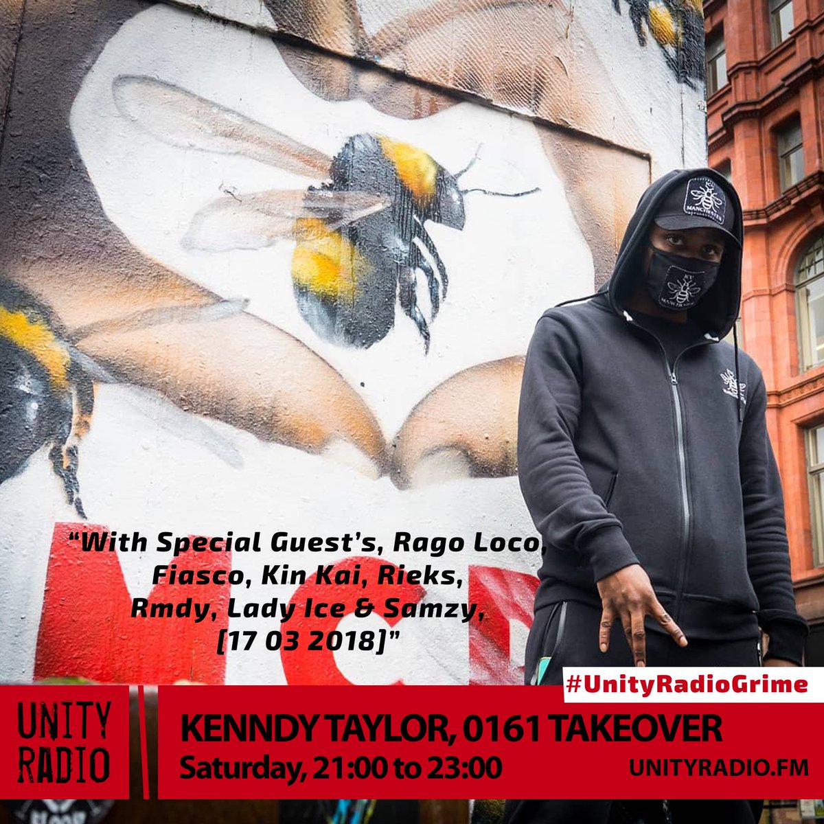 UNITYRADIOFM's tweet photo. #incoming @01kennedytaylor is joined by @RagoLoco for a #0161 takeover this #Saturday Tune in between 9 -11pm.
#UnityRadio #Manchester #KennedyTaylor #ragoloco #RealSoundOfTheCity https://t.co/bBuBfPg7XR