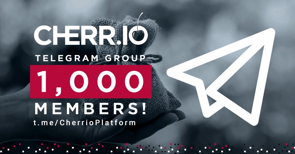 CherrioPlatform's tweet photo. 1,000 $CHR #Telegram followers achieved - thank you all for your immense support, #Cherrio crew truly appreciates it!

@ICOWhitelists @icoalert @ICODrops #blockchain #cryptophilanthropy #ethereum #cryptocurrency #crypto #donation #charity $eth $btc $chr $etc $xvg #bounty #ico https://t.co/UWXUcqPOmG