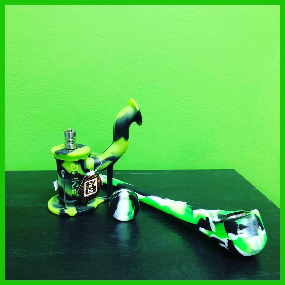 BambooSmokeShop's tweet photo. We even have green silicon pieces!! Silicon dab rigs, and large silicon pipes. Both are 100% dishwasher safe and guaranteed to make your friends GREEN with envy!! #stpattysday #green #silicon #eyce #durabilitythatrips #dabstagram #710 #420 #legalizeit #smokeshop #headshop#dablife https://t.co/LulwEzxnxr