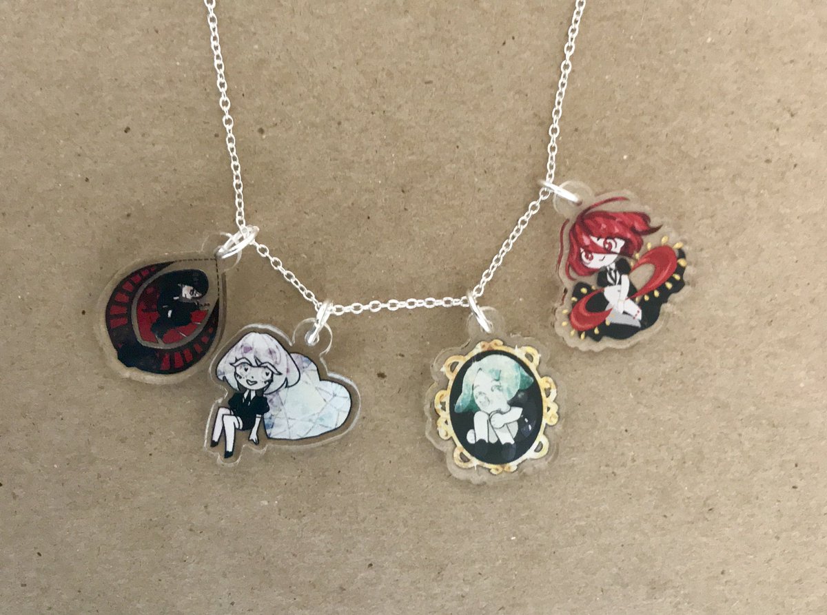 bijouxzine's tweet photo. Things are moving into production!! Here are the 4 necklace charms. Because of how absolutely adorable these turned out, Deluxe Zine Packs will be reopened for 24 hours! Get them at https://t.co/LIzIo5xg8X! https://t.co/wrkMPh4NC9