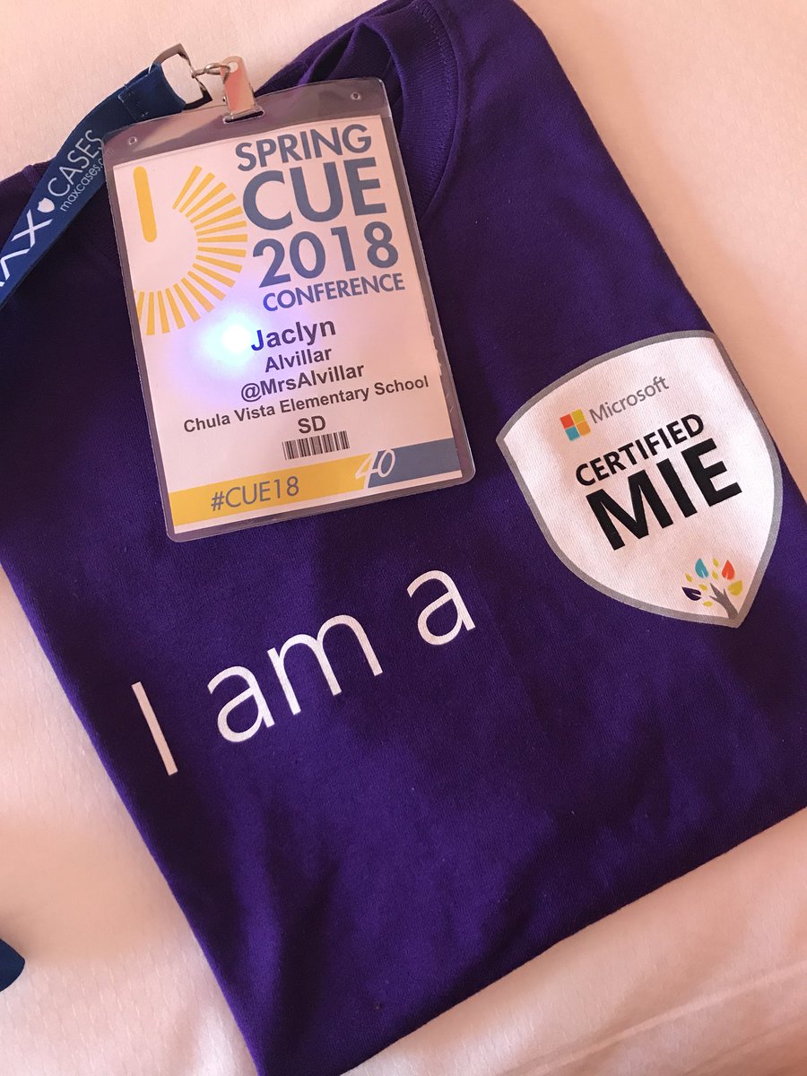 Thank you @mack_usmie & #MicrosoftEdu! Can’t wait to use #SkypeClassroom and AND #OneNote Tools with my ELs and RSP students @LomaVerdeSchool ! #WeAreCUE #CUE18 #MIECerified @CVESDShift