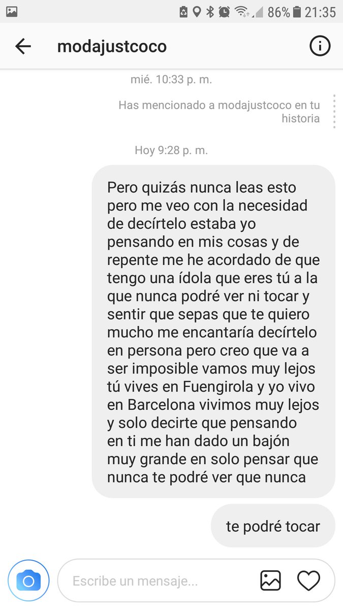 iriscm2004's tweet photo. @ModaJustCoco ojala algún día lo leas https://t.co/QUJcMyTPf8
