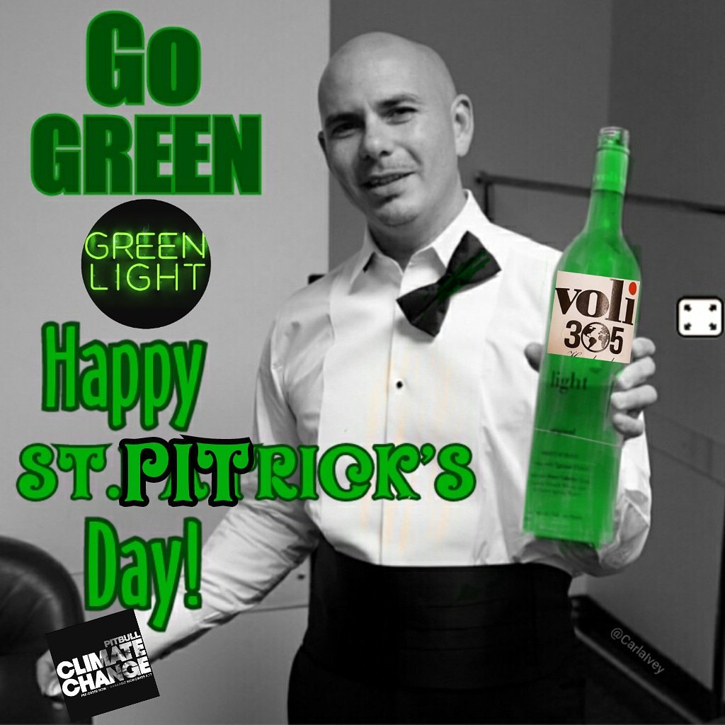 CarlaIvey's tweet photo. @pitbull @Voli305Vodka The harder I work the luckier I get! ๐ Happy #StPitricksDay Pit!! https://t.co/VFE33cG7RM