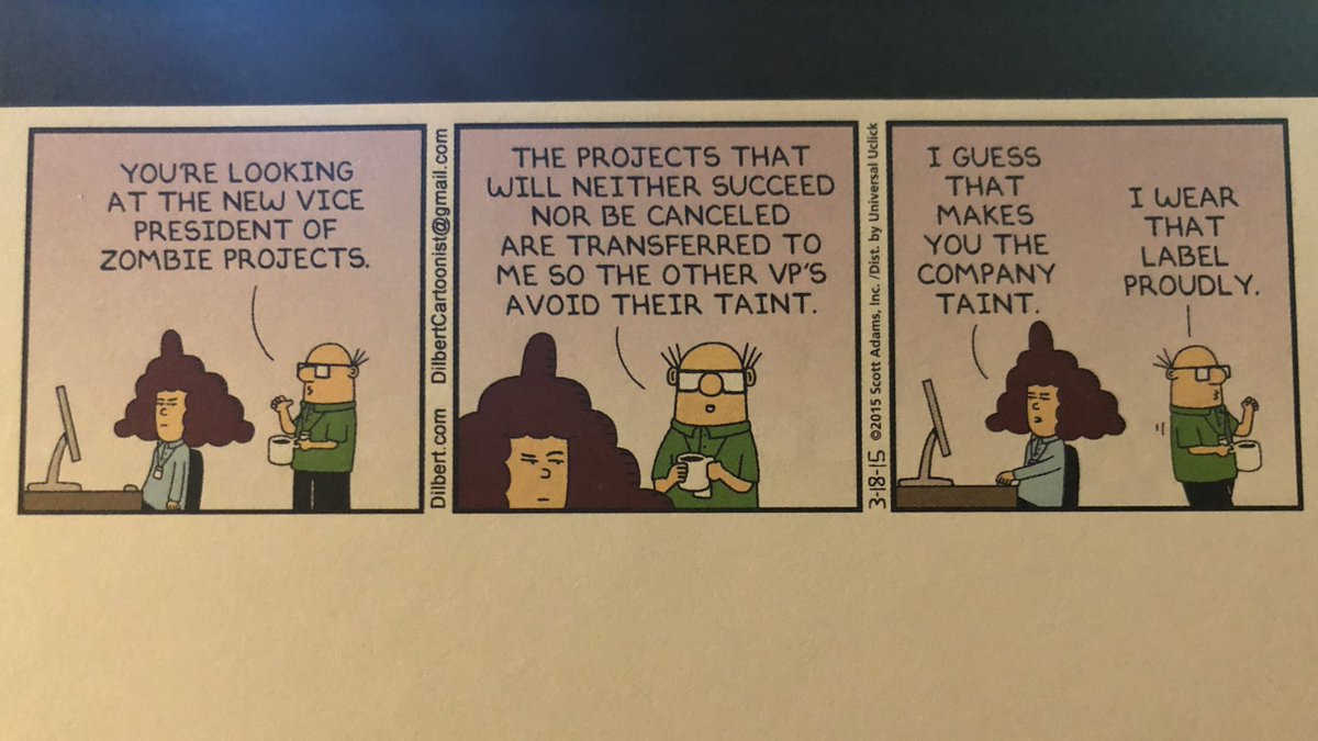 BetterResearch's tweet photo. Haha! I’ve worked on a few of these over the years #zombieprojects - this needs to trend. #Dilbert https://t.co/z4WXjCpkN9