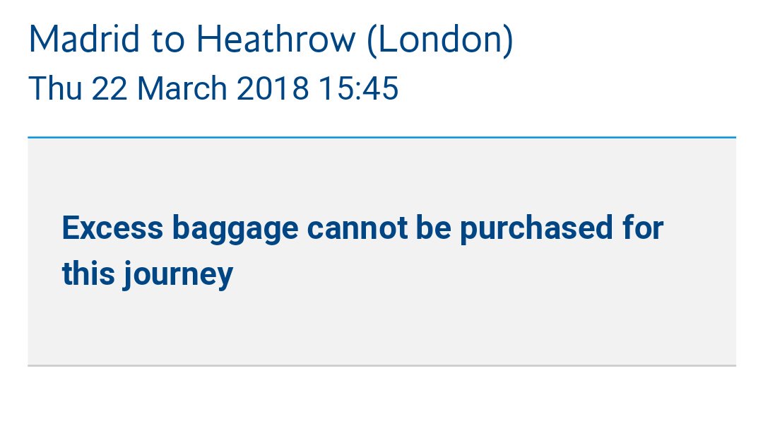 ba excess baggage