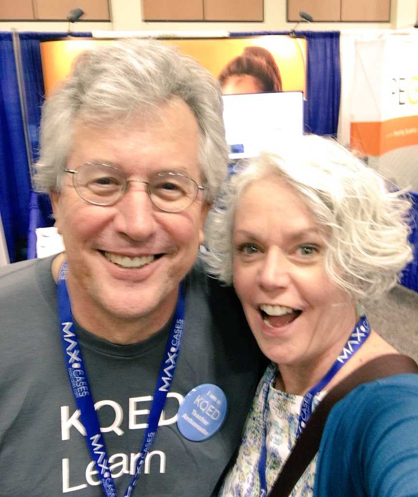 We connected online four years ago via @edutopia and have shared and collaborated ever since. Finally met @PeterPaccone #F2F #IRL at #cue18 @KQEDedspace #WeAreCue @cueinc