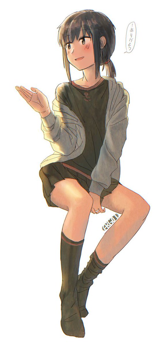 fubuki (kancolle) 1girl solo skirt socks black hair white background simple background  illustration images
