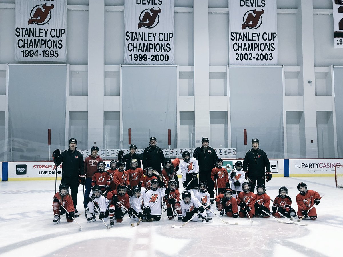 @NJDevils St. Patty’s Day Learn to Play Clinic ☘️ 🏒with the full squad! @BruceDriver23 @shellfish20 @lornacook26 @TimoTime49 #colinwhite #grantmarshall