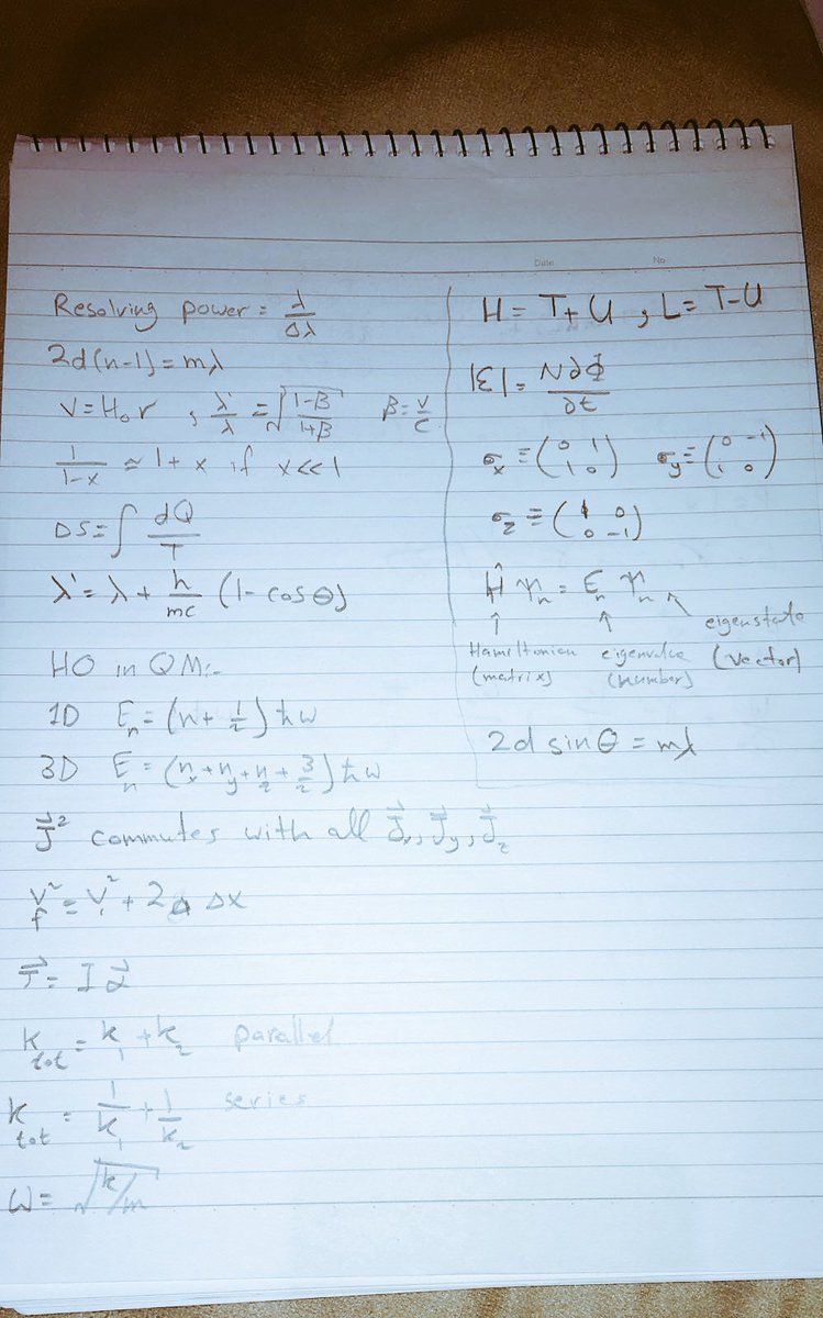 ahmedalrquan's tweet image. بعض القوانين المستخدمه في #gre1777  #physics #physicsgre