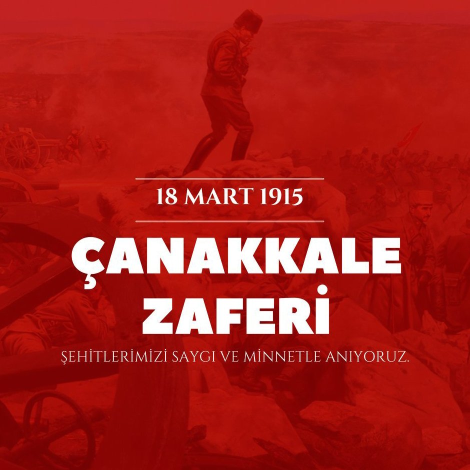 18 Mart Çanakkale Zaferi’nin 103. Yıl Dönümünü Kutluyor. 
Başta Gazi Mustafa Kemal Paşa Olmak Üzere Tüm Şehitlerimizi Saygı ve Minnetle Anıyoruz.  #ÇanakkaleGeçilmez #18Mart #ÇanakkaleZaferi