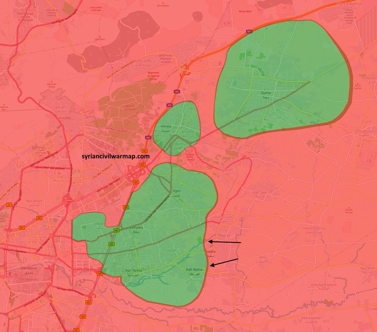 The Syrian Arab Army fully captured Saqba from jihadists in Eastern Ghouta

Map: SyrianCivilWarMap.com