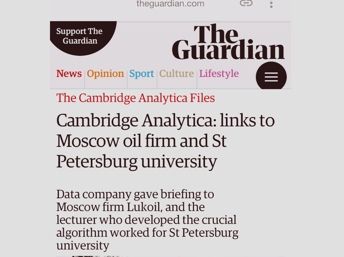 _cryptosamurai's tweet photo. #cambridgeanalytica is the company that put #Trump in the chair and also backed #brexit It appears the brain for the social tool used, had links with #stpeteuniversity and pitched their #electoraltool to #lukoil this is very interesting. https://t.co/bWddvSoXk0