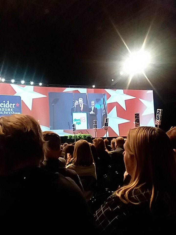 KatieLFitch's tweet photo. Don't stop. Don't stop working. Don't stop believing #giveusthefuture #DemNPL18 @701macschneider https://t.co/TUzzWRk0Om