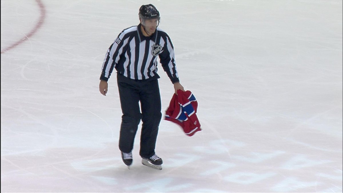 Someone threw a Canadiens jersey on the ice during their loss to