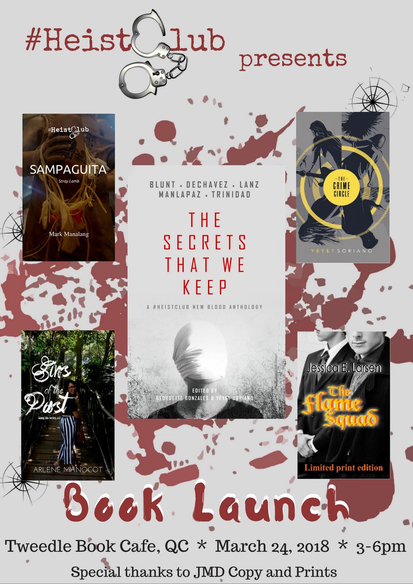 ysrealm's tweet photo. March 24 is fast approaching. Are you ready to uncover #TheSecretsThatWeKeep ? The #HeistClub #NewBlood anthology will be launched along with 4 other books.
Event page:  https://t.co/jzTUgX97Pu
#Crimefic #CrimeFiction #TSTWK #indieauthor #Indieauthors #Filipinocrimefic https://t.co/LDIDWYjkb8