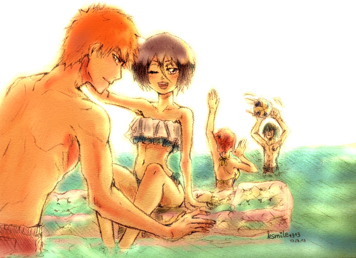 Ksmile1313 Sketch I Colored Digitally X3 Can T Wait For Summer Bleach Ichiruki Ichigo Rukia Orihime Ulquiorra Ulquihime Sketch Summer 朽木ルキア ブリーチ イチルキ 黒崎一護 ウルキオラ 井上織姫 ウル織 블리치 이치고