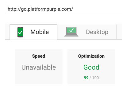platformpurple's tweet photo. Just launched our brand new "ds9" Purple front end. Though we've had some hiccups, Google rates it 98/100 for desktop and 99/100 for mobile optimization, which is awesome! https://t.co/enuIilfAJR