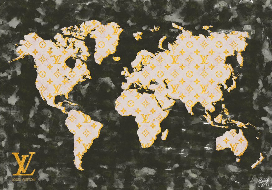 Funcy Art ルイヴィトン 世界地図とルイヴィトン モノグラムが組み合わさった とてもオシャレでかっこいい作品 に仕上がってます サイズ高級アート700円 A1サイズ高級アート円 モノグラム 世界地図 ファッション ポスター パロディ