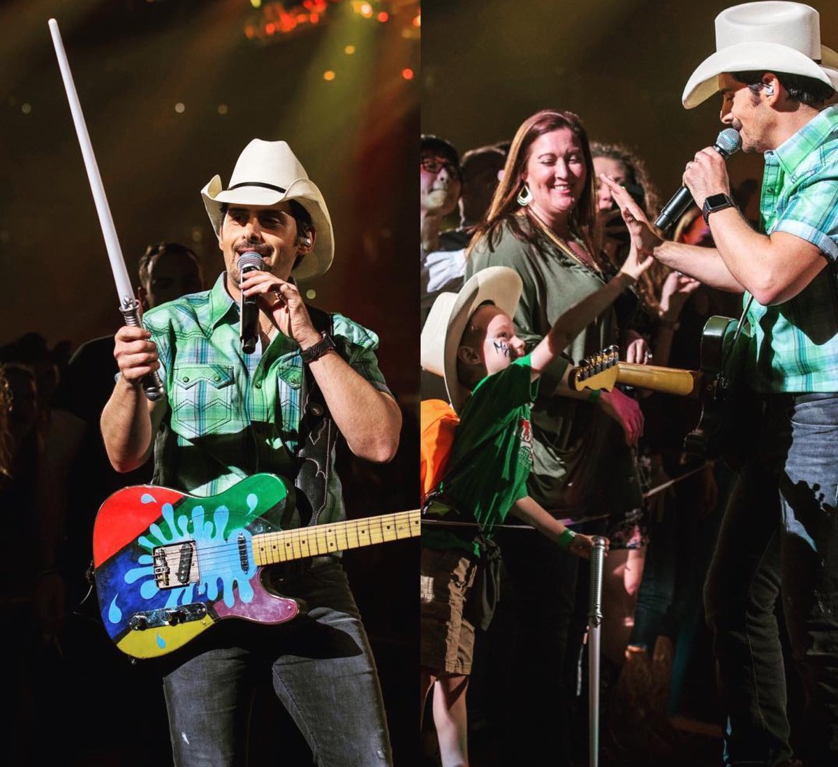 BradPaisley's tweet photo. Well that’s a first. Met a lil’ Jedi at @RODEOHOUSTON #maytheforcebewithyou https://t.co/BYws6gB5LI