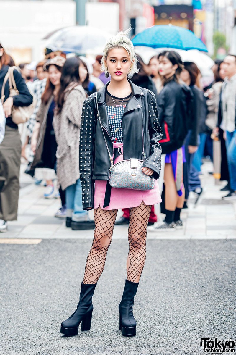What__Fashion's tweet photo. Japanese Rock Chic Fashion w/ Leather Jacket, Romantic Standard, Oh Pearl, 6%DOKIDOKI &amp; Jeffrey Campbell https://t.co/O66fkFjCjc https://t.co/ks3dVgVnKH