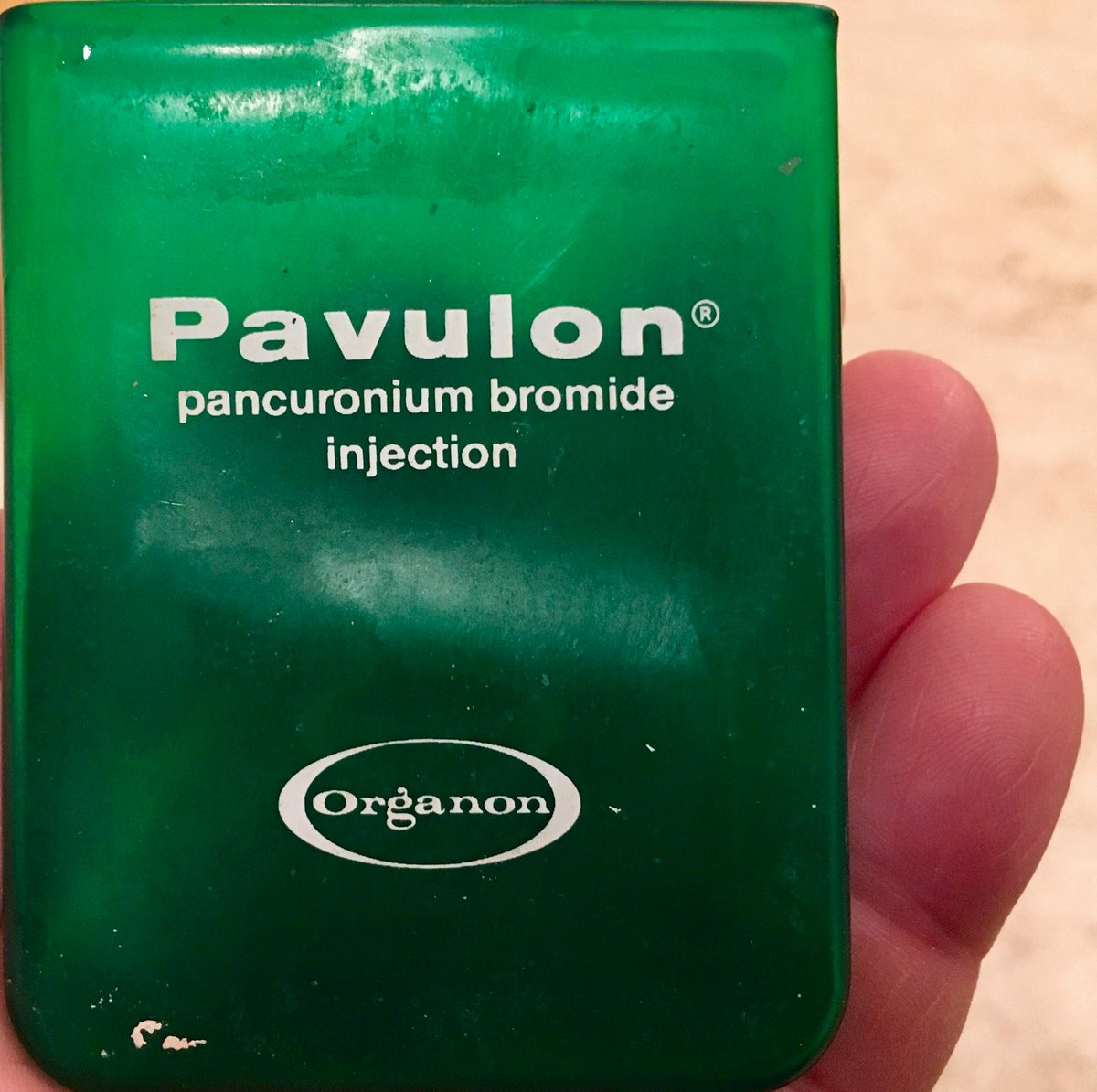 Anesthesia_Guy's tweet photo. You know you’ve been in Anesthesia for a while when you find a Pavulon promotional item in your wife!s makeup kit. https://t.co/qbFZNgqaaI