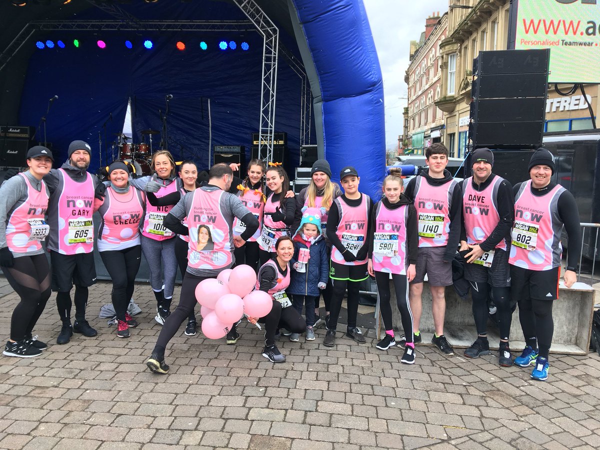 GHRWigan's tweet photo. Paul and the gang set to run the Run Wigan 5km for @breastcancernow in memory of his wife Helen. Good luck! https://t.co/lVHSmoZaYe