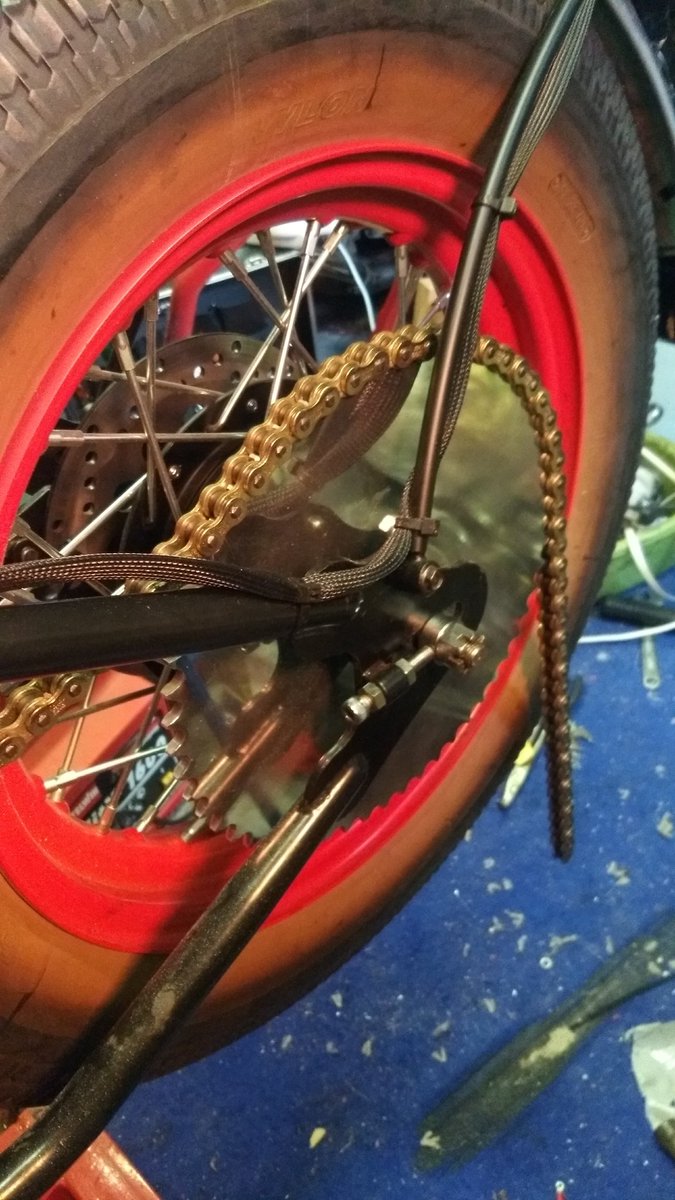 mickmickthegeek's tweet image. Had to change the rear sprocket to 55T to help with the startup torque of the electric motor. Hope i can keep the rubber on the tyre with the acceleration. Lol.  #kikker5150Hardknock @bobbyllew @FullyChargedShw