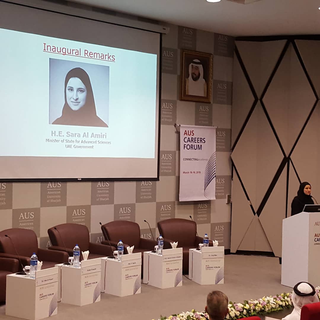 AUSharjah's tweet photo. The opening ceremony for AUS Careers Forum #AUSCF 2018 at Hall A.
If you are not here yet, hurry; great things are waiting for you. https://t.co/dyodWGoPX2