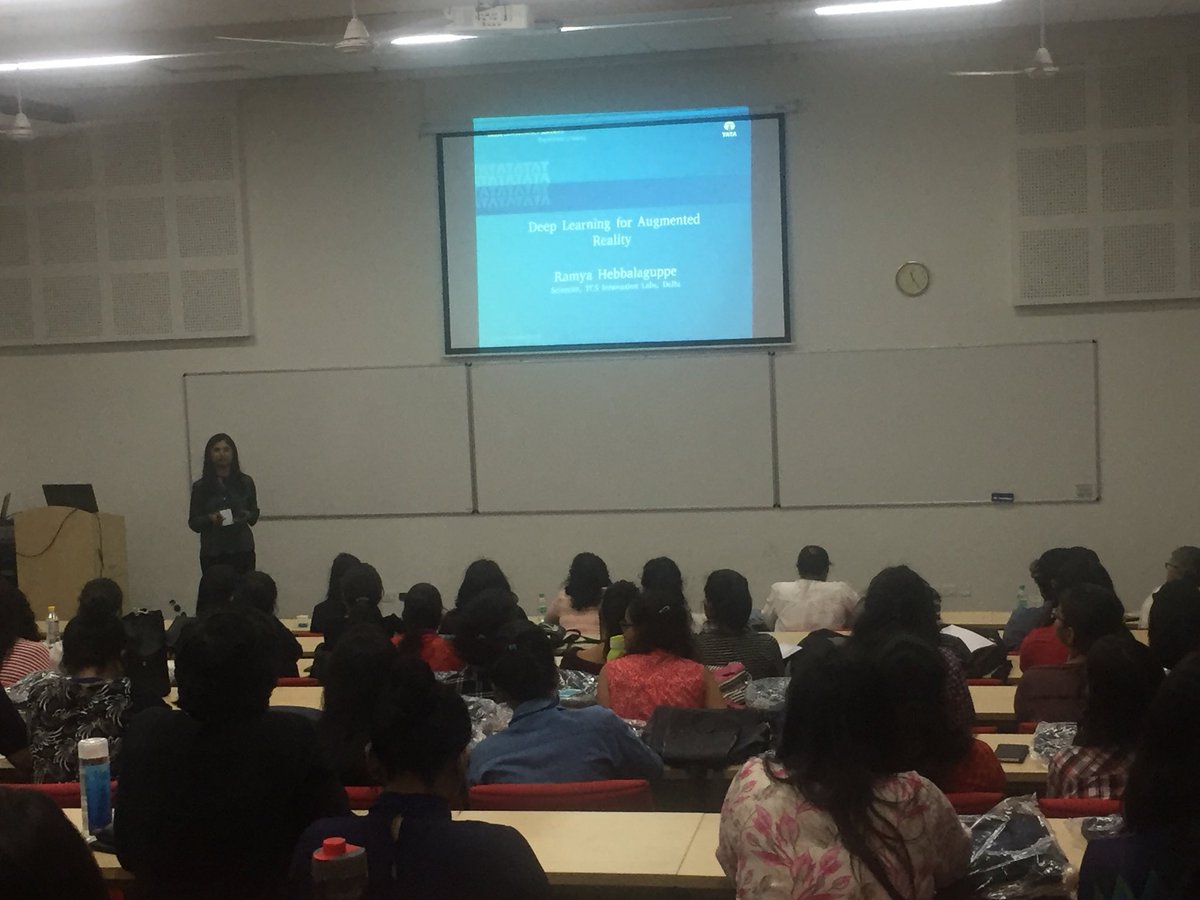WiMLDS_Delhi's tweet photo. Ramya is a Scientist at TCS Innovation Labs, and talks about Deep Learning for Augmented Reality at #MLUnplugged #WiMLDS https://t.co/ZKoNtvjlRY