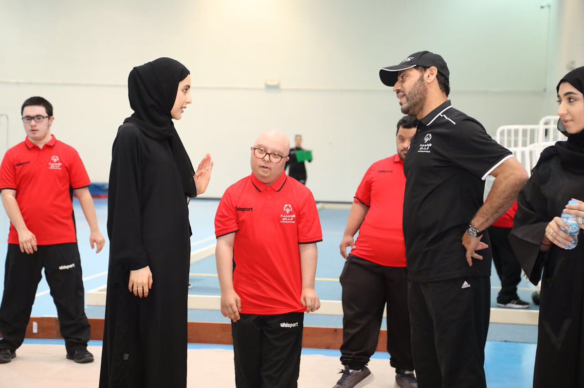 shamma's tweet photo. To all of our @SpecialOlympics #athletes, parents, coaches and volunteers, we are so happy to host this table of common ground you are creating this week in the UAE.   We #believe in you.   We support you.   You are ONE with you.  #UnitedGeneration #WillPoweredNation https://t.co/xg5N2EvLDt