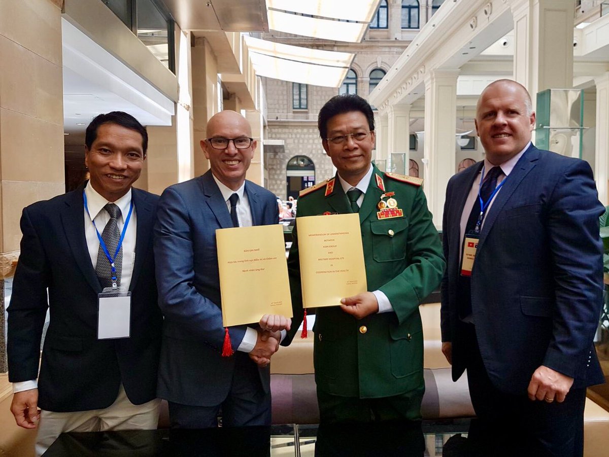 IconGroupglobal's tweet photo. On Friday during the #ASEANinAus Summit, with Vietnamese Prime Minister Phuc on hand to witness, Icon exchanged an agreement to provide support to large scale cancer centres in Vietnam with two of Vietnam’s leading healthcare providers #health https://t.co/dU9RAVRkhm