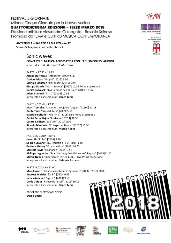 centromc's tweet photo. Festival 5 Giornate 2018, dal 15 al 22 marzo #Milano #5giornate #musicacontemporanea #arte @museodel900 https://t.co/5UjTWPxIwI