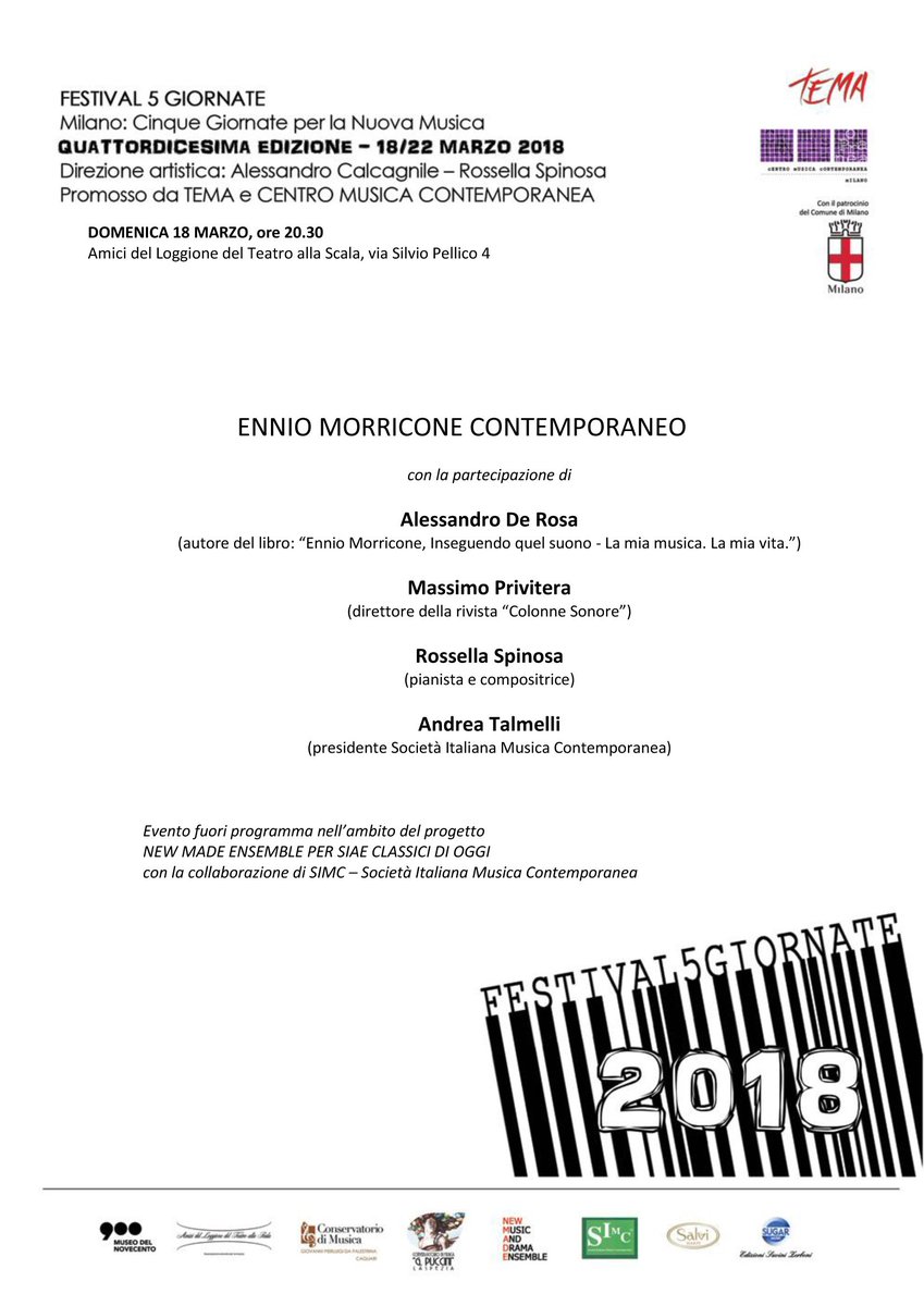 centromc's tweet photo. Festival 5 Giornate 2018, dal 15 al 22 marzo #Milano #5giornate #musicacontemporanea #arte @museodel900 https://t.co/5UjTWPxIwI