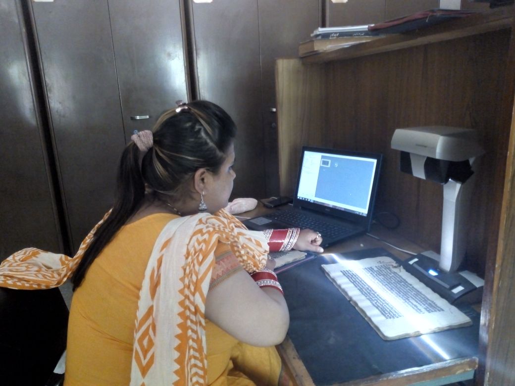 vaidikabharata's tweet photo. Couple of days ago, we spoke of our collaboration w/ @egnagotri, here are a few pics of our team working in Raghunath Temple Library, Jammu for digitization of manuscripts. 
Digitized MSS can be seen here:
https://t.co/EpWB51mwld
Thanks to all dharmika H for making this possible. https://t.co/qTPmqOow1y