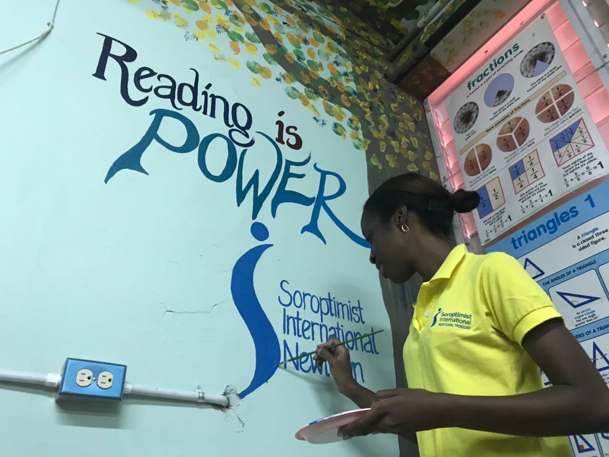 SINewtown's tweet photo. Our Past President, Chevonne, putting the finishing touches on our Dynamic S yesterday, as we completed the second phase of our Library Renovation Project at El Socorro Gov’t Primary School. 📚
#dignityinservice
🌟
#soroptimist #trinidad #sint #educate #empower #enable @SIGBI1 https://t.co/KwbTh69CHz
