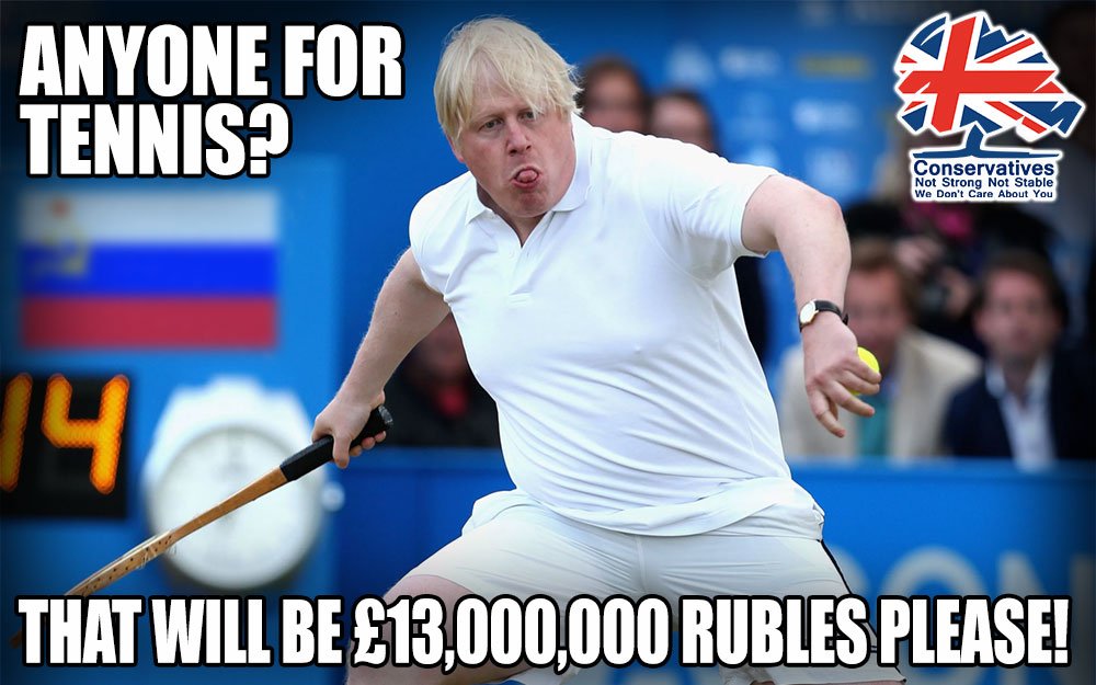 StrongerStabler's tweet photo. In 2014,Tories accepted £160,000 from Lubov Chernukhin - wife of Vladimir Putin's deputy finance minister - in payment for a tennis match with Boris Johnson. The same donor just paid £30k for lunch with Defence Sec Gavin Williamson. Tories happy to accept the ruble! #marr #peston https://t.co/eokomspgV3