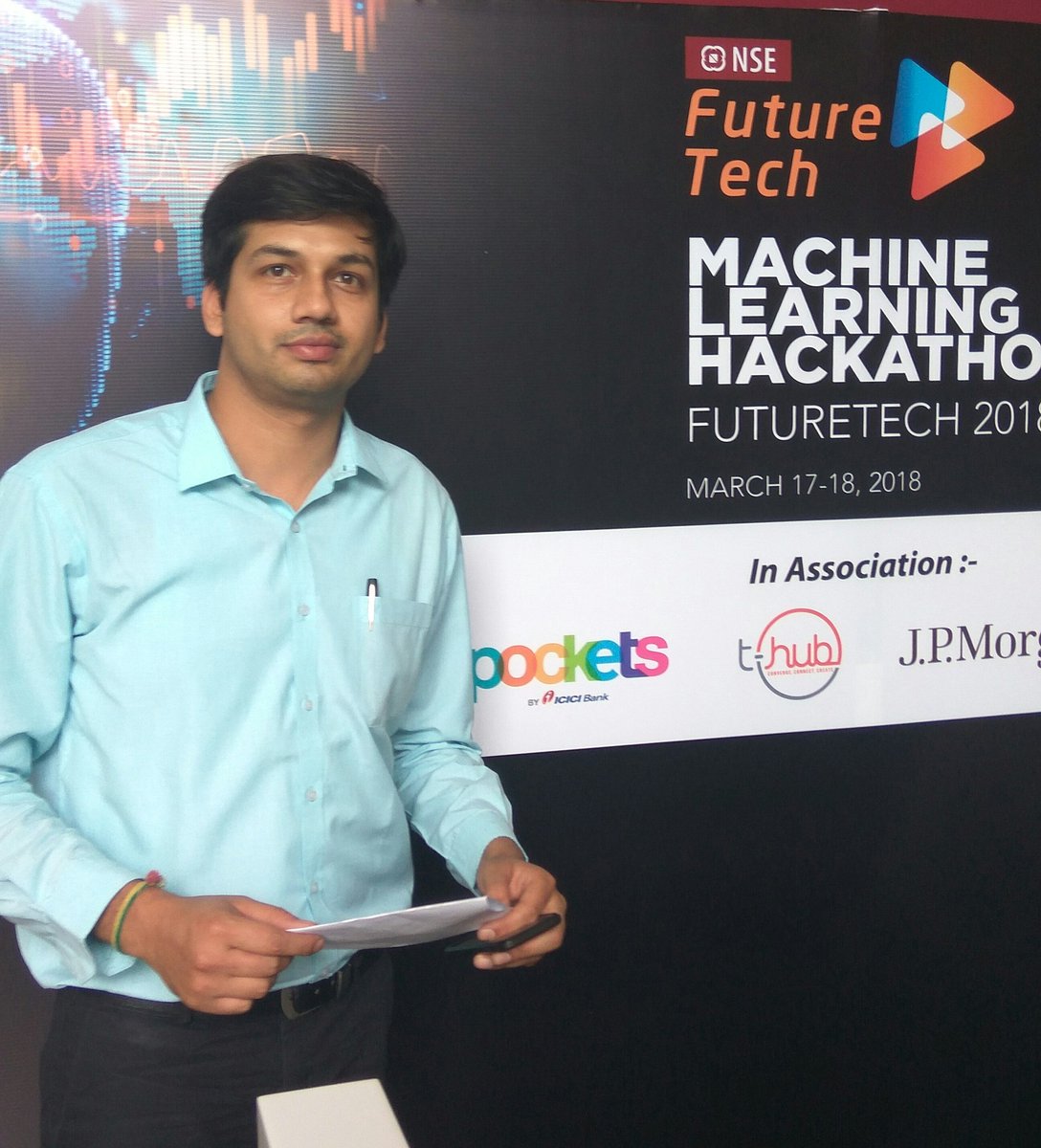 NSEHackathon's tweet photo. Developer Advocate @ibm_in @ec08karan was also amongst our elite judges for the #NSEHackathon18. https://t.co/3T3TfJGnbI