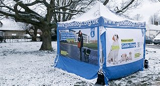 The snpw didn’t put us off at <a href="/Thriplowdaffs/">Thriplow Daffodils</a> yesterday. We are there again today, come down and find out more about <a href="/guidedogs/">Guide Dogs</a> 🐶
