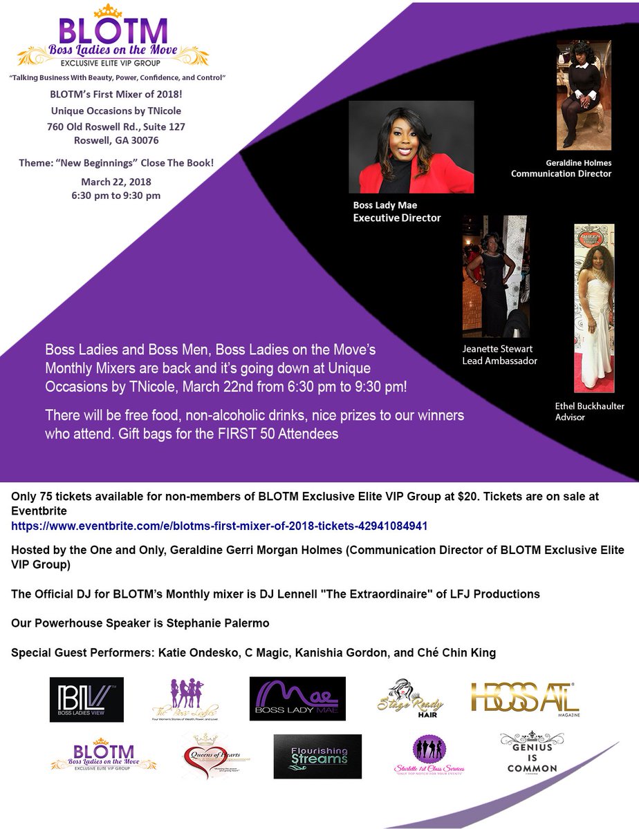TheBossLadiesTV's tweet photo. Boss Ladies and Boss Men, Boss Ladies on the Move’s Monthly Mixers are back! Filming for BLOTM  new TV Show will take place and you're welcome to be a part.

Only 75 tickets available for non-members of BLOTM for $20. Tickets are on sale at Eventbrite https://t.co/Q6zOdybuUR https://t.co/uIy3uEpZdb