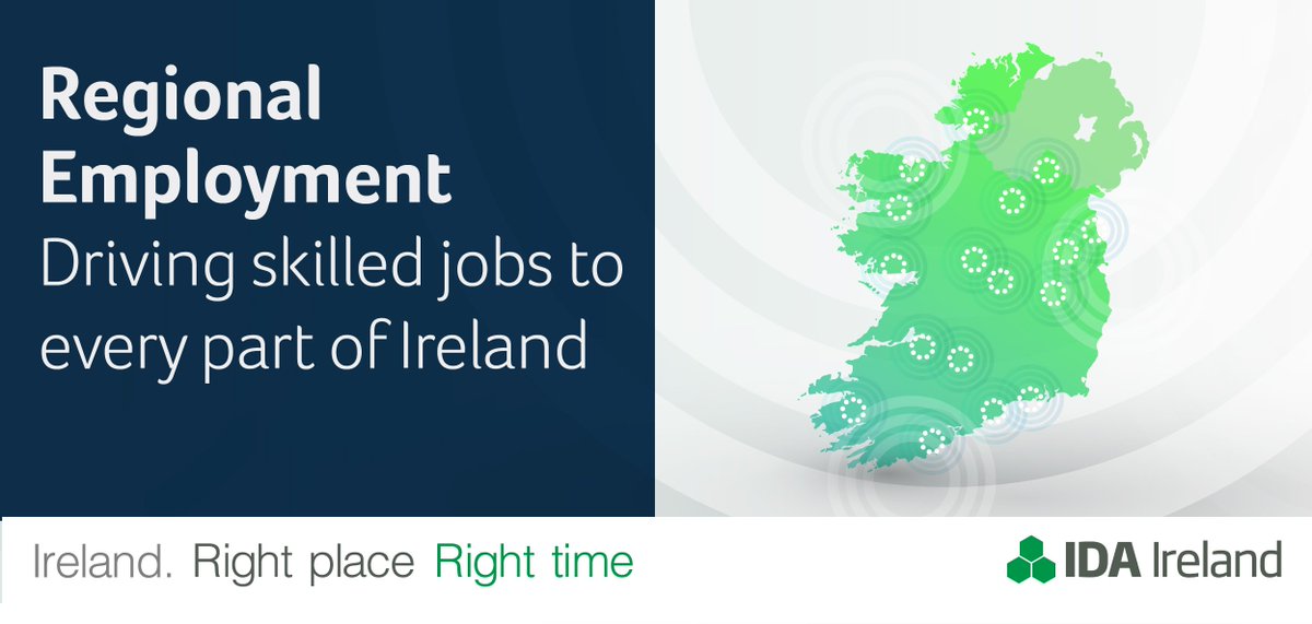 IDAIRELAND's tweet photo. Regional employment:  driving skilled jobs to every part of Ireland. Multinationals have set up operations in towns and cities around the country, creating thousands of jobs through direct employment, and boosting the local economy - https://t.co/e7ICaPZy2a #FDILocalImpact https://t.co/N9lGeAkrPA