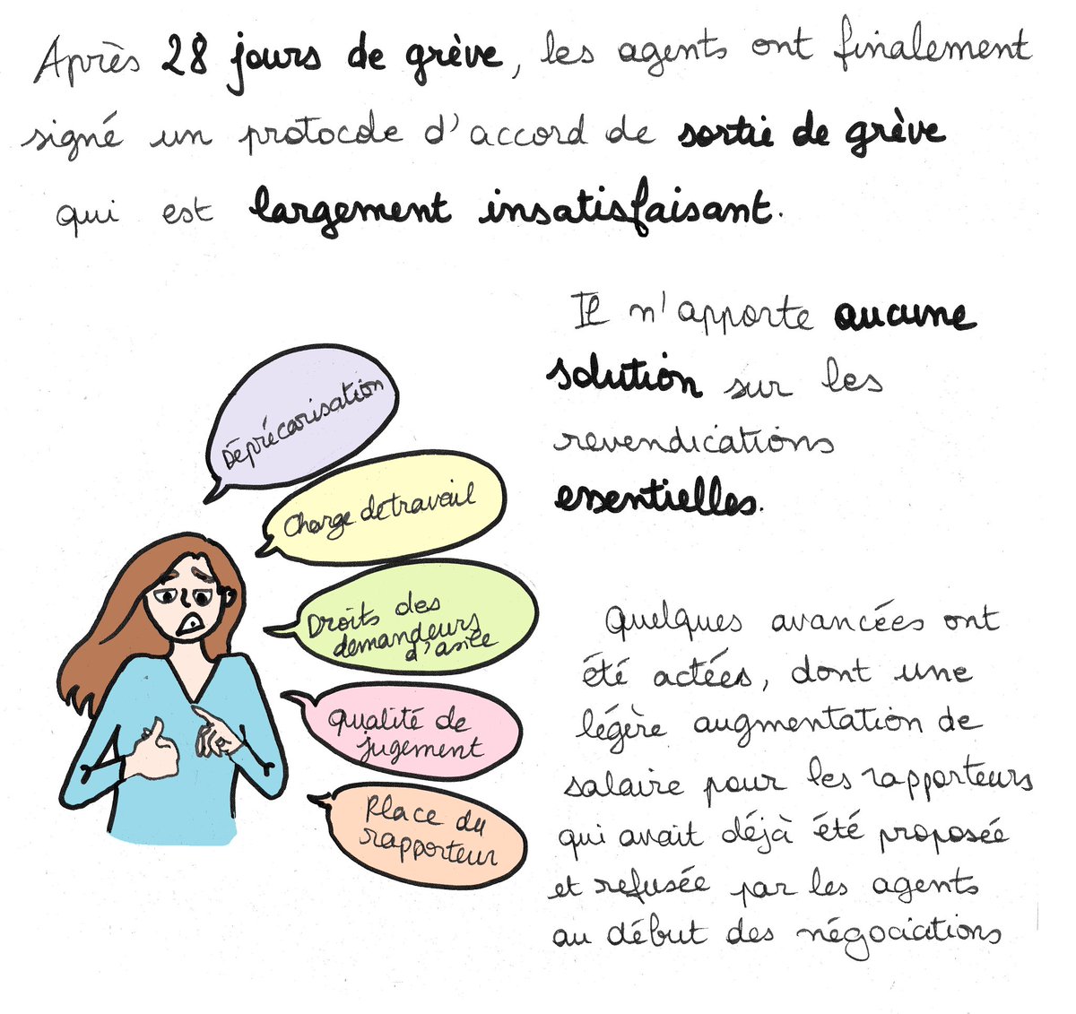 CNDAenlutte's tweet photo. Chapitre 2 de notre BD : " Fin de la grève (mais pas de la lutte!) " ✊ (1/2) #CNDAengreve  #LoiAsileImmigration #réfugiés #asile #laCNDAadutalent https://t.co/2T4KaJQk9W