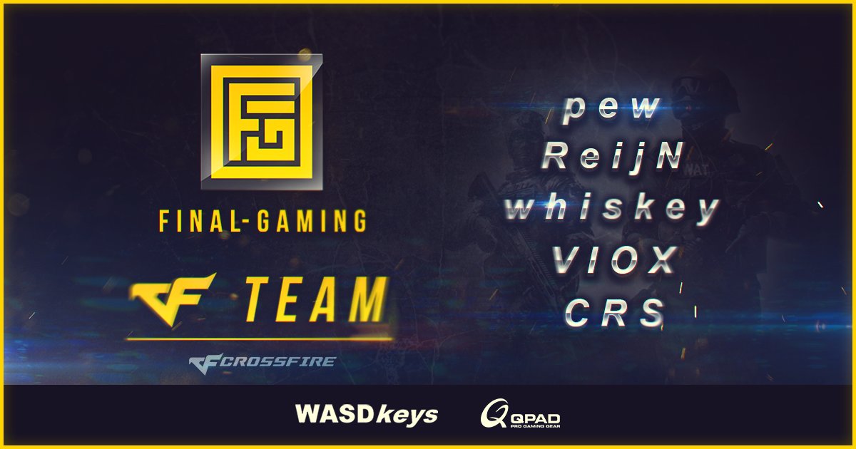 FINAL-GAMING (INAKTIV) (@finalgaming_de) on Twitter photo Proud to present our <a href="/CrossFire_EU/">Crossfire Europe</a> Team! <a href="/REIJNNcf/">REIJN</a> @whiskeloff @VIOX_CF <a href="/CRS_cf/">CRS</a> , PEW! Furthermore we are more than happy to announce our newest partner WASDkeys! All infos can be found at final-gaming.com/pm-fg-crossfir…! (GERMAN) <a href="/AVerMediaGZ/">Account Moved to ➡️ @AVerMedia</a> #goFINAL#beGAMING Proud to present our <a href="/CrossFire_EU/">Crossfire Europe</a> Team! <a href="/REIJNNcf/">REIJN</a> @whiskeloff @VIOX_CF <a href="/CRS_cf/">CRS</a> , PEW! Furthermore we are more than happy to announce our newest partner WASDkeys! All infos can be found at final-gaming.com/pm-fg-crossfir…! (GERMAN) <a href="/AVerMediaGZ/">Account Moved to ➡️ @AVerMedia</a> #goFINAL#beGAMING