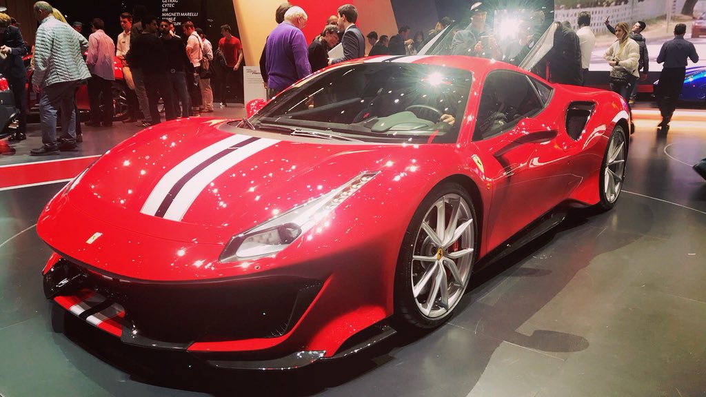 FTralleroMazet's tweet photo. [@GimsSwiss] : Seconde journée au #GenevaMotorShow, démonstration du savoir-faire #Ferrari avec la 488 #Pista ! 👌🏼🇮🇹 #V8 #BiTurbo #720cv #GenevaMotorShow2018 #GimsSwiss #Geneva #Switzerland https://t.co/ZHPqZrHu19
