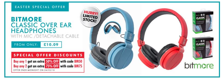 memorybitsuk's tweet image. Easter special up to 75% off Bitmore headphones ow.ly/38FN30j0LCH  #RT #Follow #Win Save Share #sales @UK_TopDeals