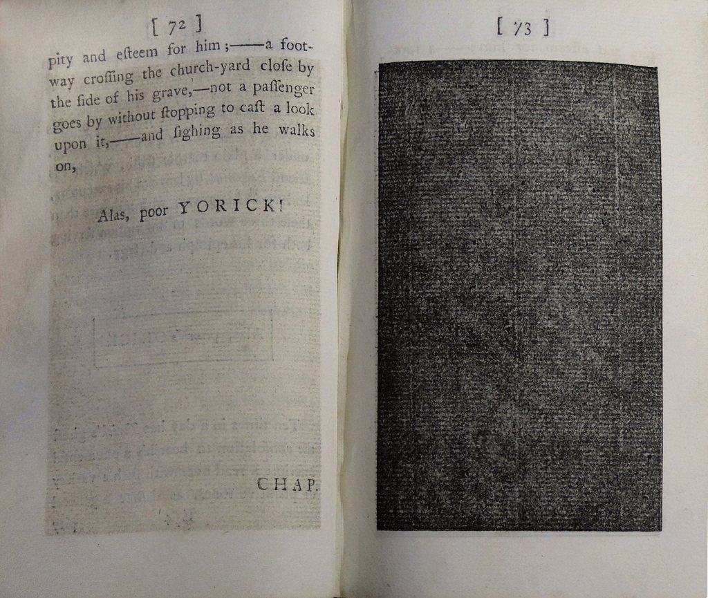 djbduncan's tweet image. A black page for Laurence Sterne, who died 250 years ago today.