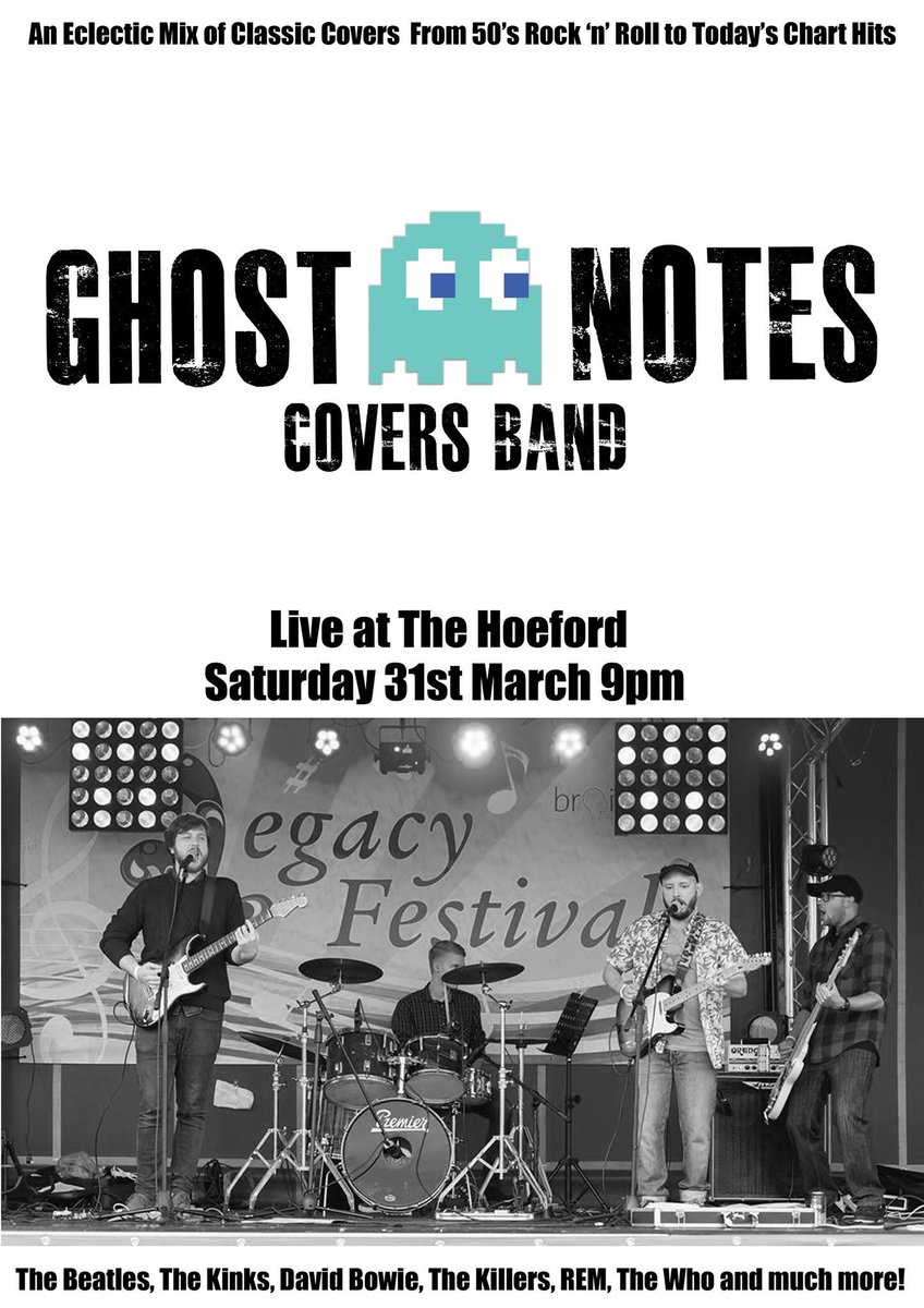 GhostNotes17's tweet image. We’re playing at The Hoeford in Fareham on Saturday 31st March! Come along and enjoy some classic covers! 👻🎶